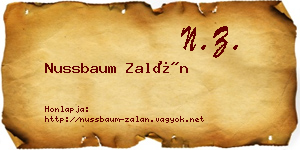 Nussbaum Zalán névjegykártya